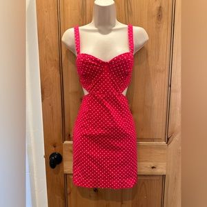 Kimchi Blue Pink Polka Dot Dress with Cutouts